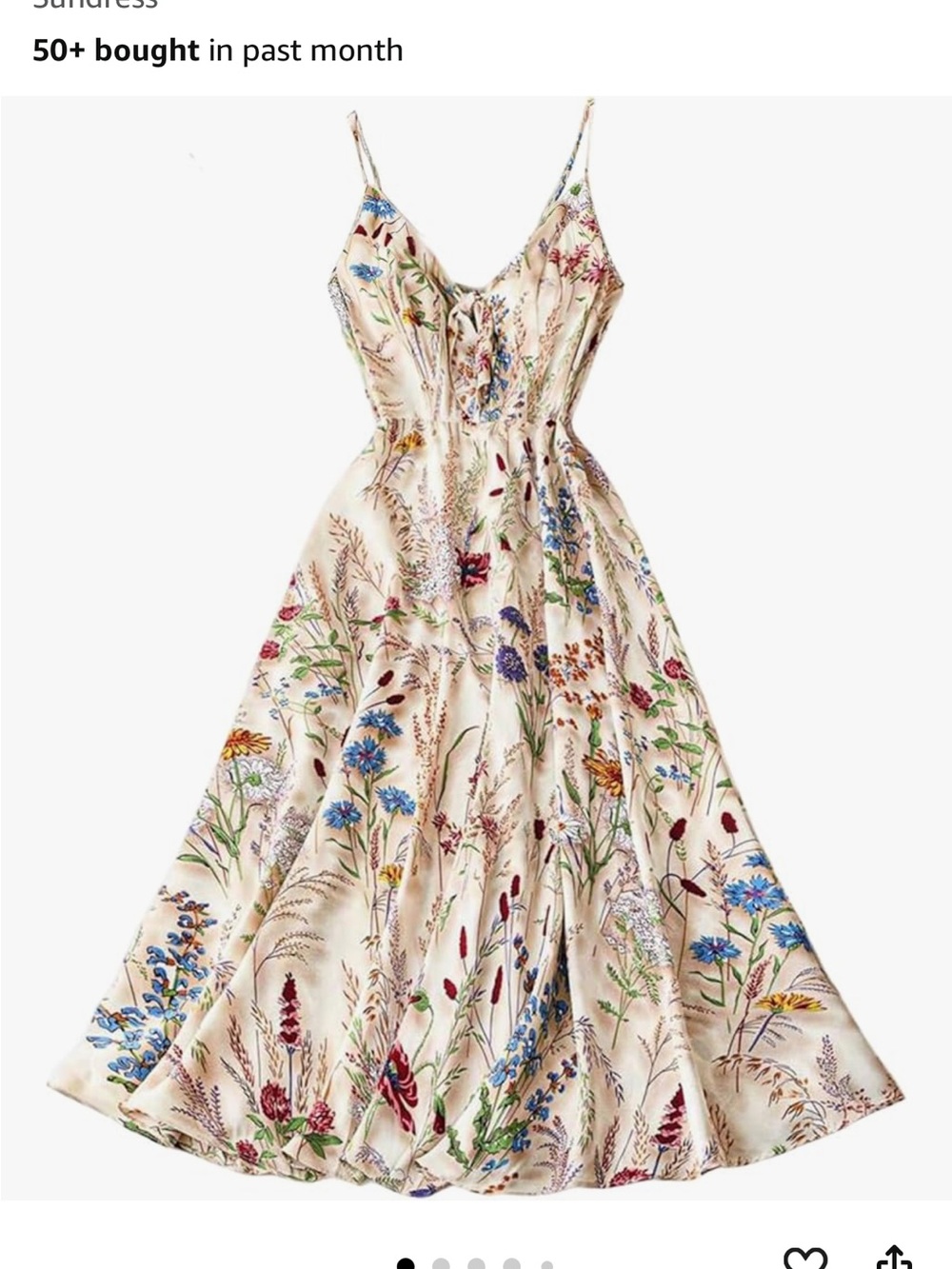 Cream Floral Maxi Dress with Adjustable Spaghetti Straps